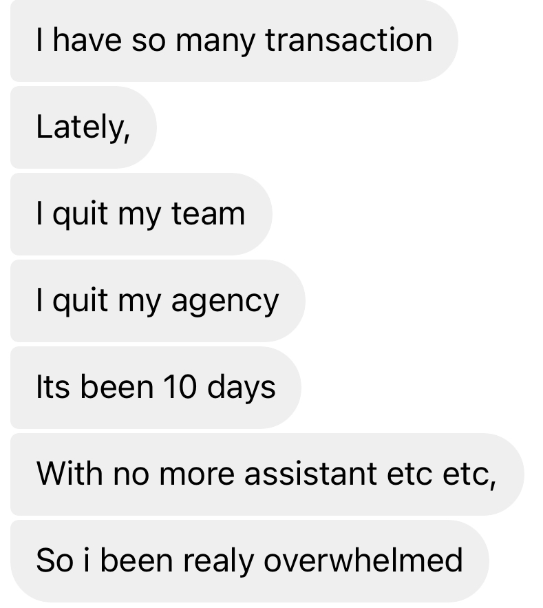 Message from an agent doing enough transactions to leave their team and go independent